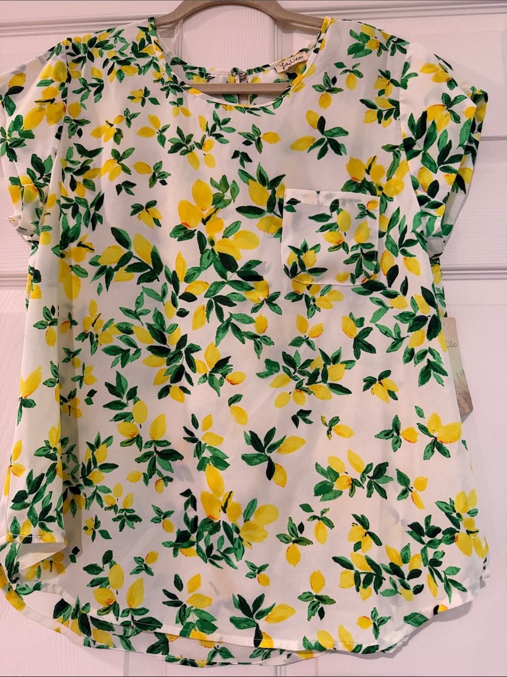 Lily White White Blouse with Yellow Lemon & Green Leaf Print
